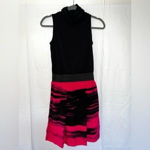 Boutique high-neck, drop-waist mini dress